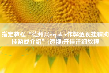 指定教程“德州局wepoker作弊透视挂辅助挂游戏介绍”(透视)开挂详细教程