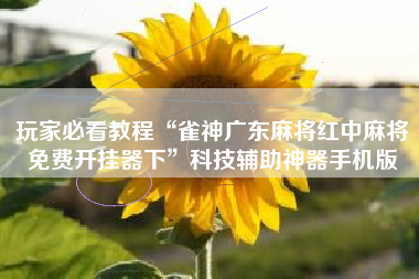 玩家必看教程“雀神广东麻将红中麻将免费开挂器下	”科技辅助神器手机版