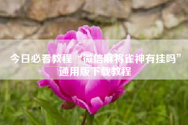 今日必看教程“微信麻将雀神有挂吗	”通用版下载教程