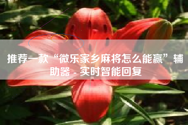 推荐一款“微乐家乡麻将怎么能赢	”辅助器 - 实时智能回复