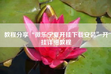 教程分享“微乐宁夏开挂下载安装”开挂详细教程