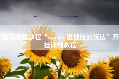 玩家必看教程“wepoker透视挂的玩法	”开挂详细教程